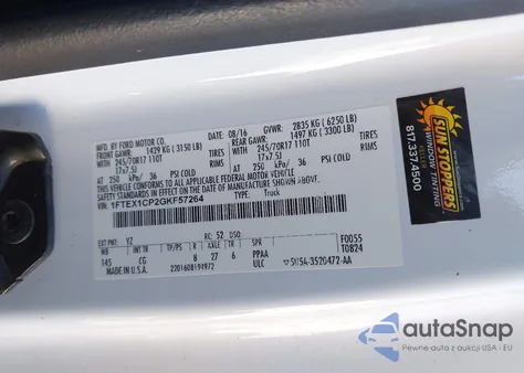 2016 Ford F-150 Xl z USA, uszkodzony, nr VIN 1FTEX1CP2GKF57264